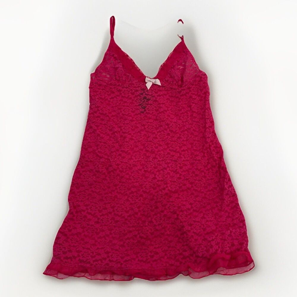 Victorias Secret Dress Womens Size Medium Lace Hot Pink Lingerie